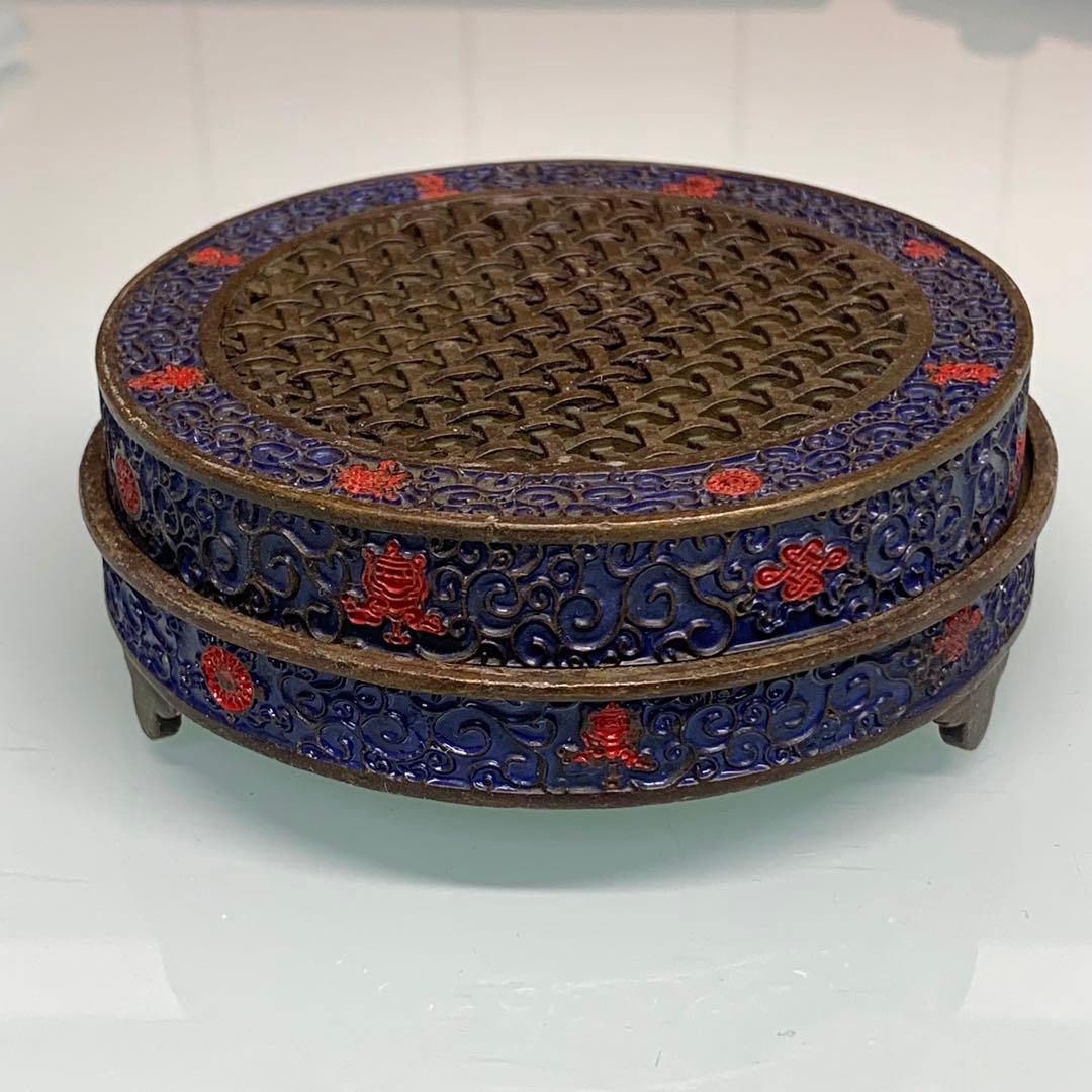 旧蔵　時代物　純銅製・三足香炉兼硯　珍品／文房具・骨董コレクション　レア　美品