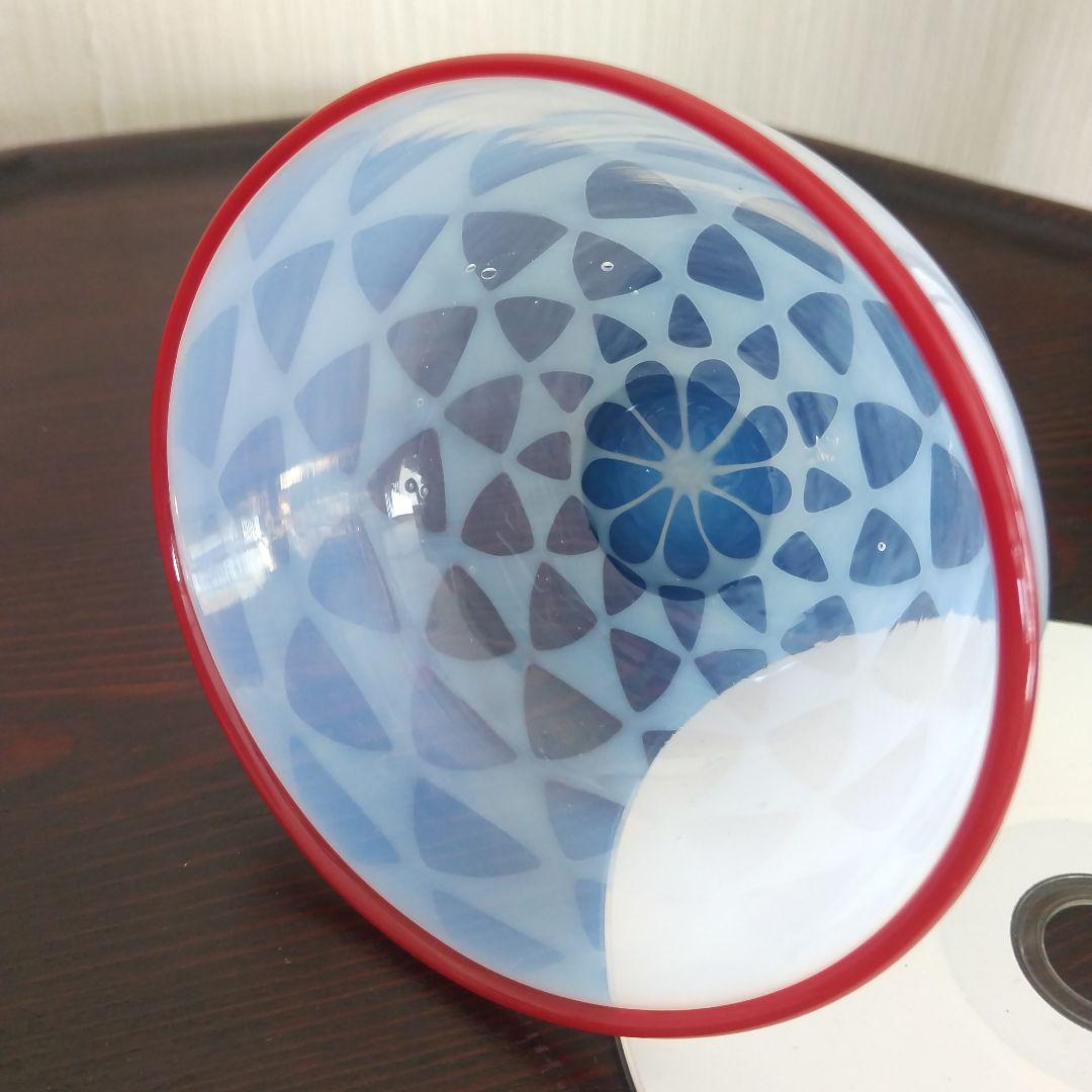 氷コップ 市松模様 縁赤 大正・昭和初期 レトロ骨董品