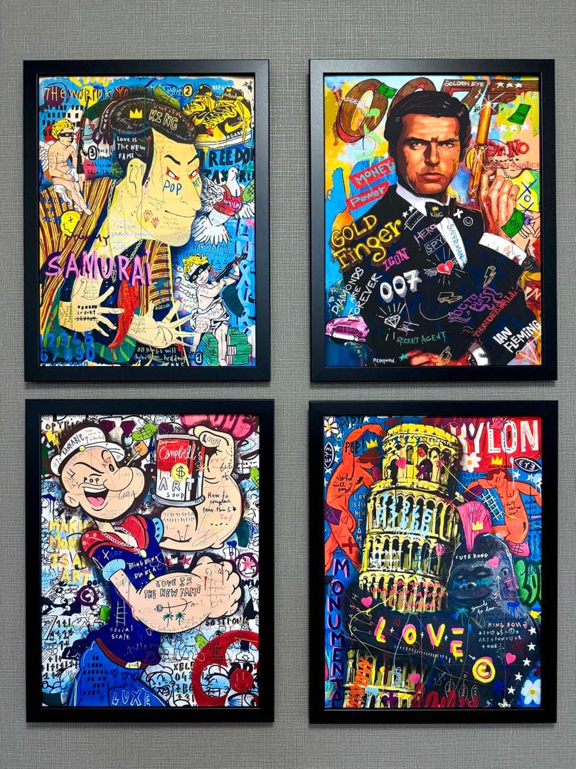No.299フレーム付きキャンバスアート　オマージュアート　ストリートアート