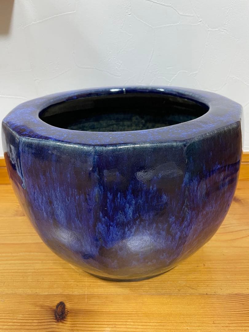 瑠璃色　八角形 火鉢　エコメルカリ便お願い致します