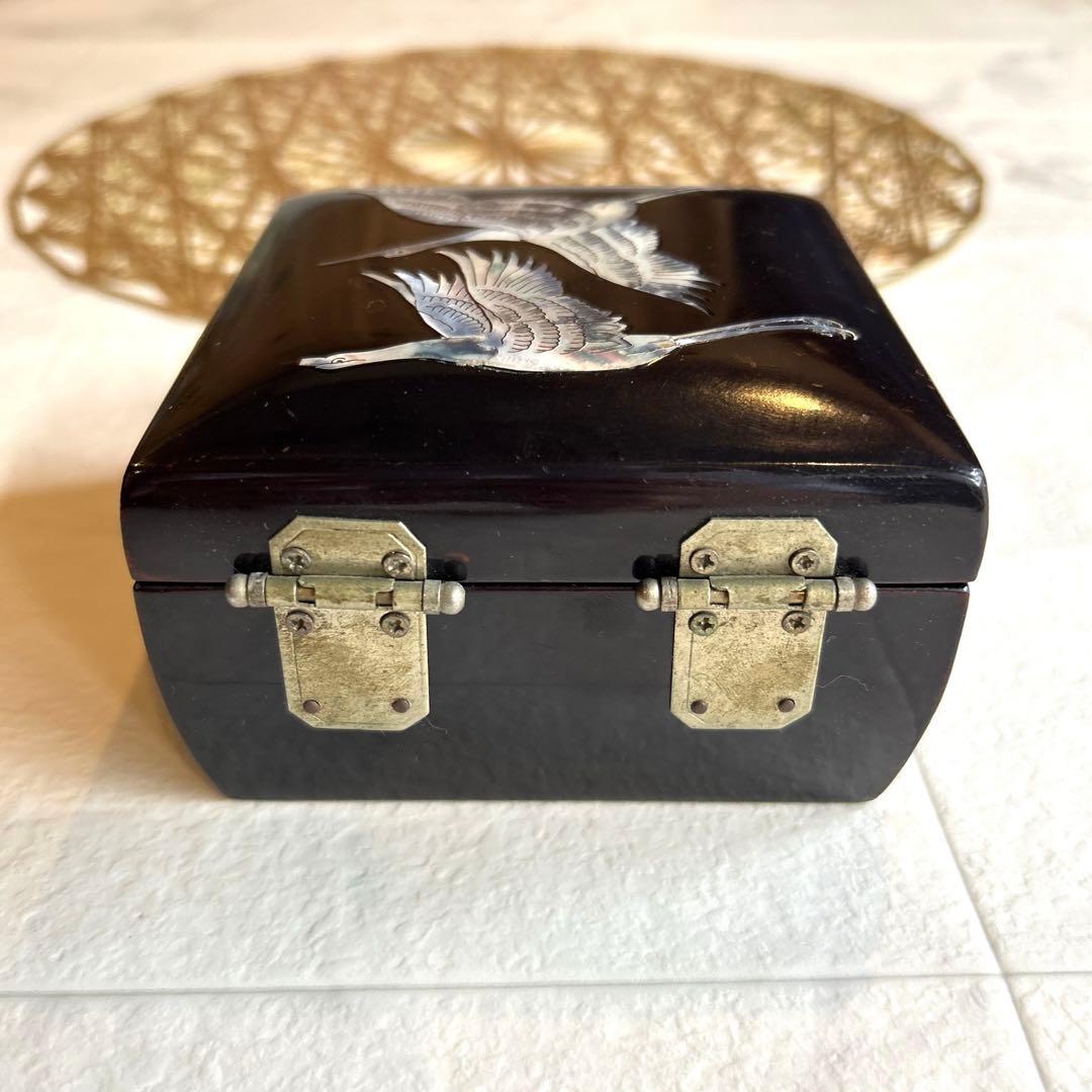 伝統工芸品精緻高級品　螺鈿宝石箱 和鶴 白蝶貝 年代物