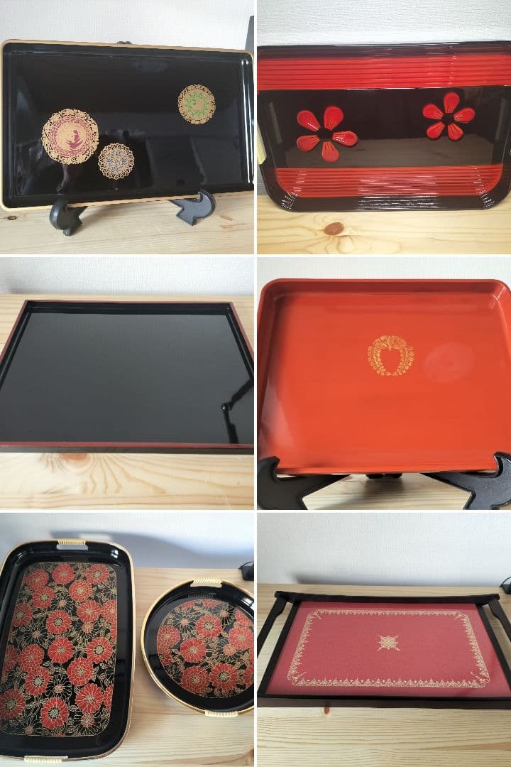 昭和レトロ　お盆　お膳　角盆　長手盆　丸盆など11枚