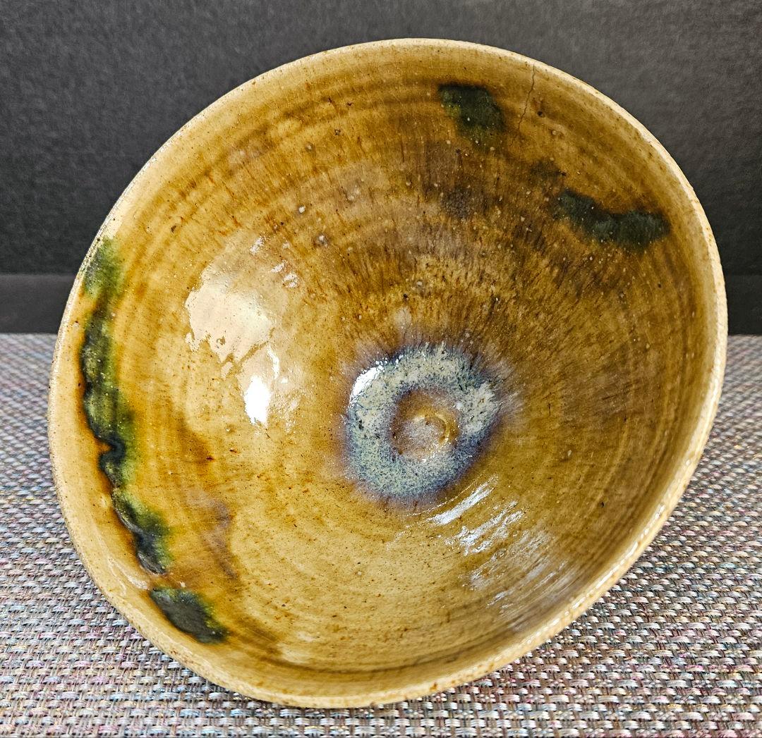 【名碗❗】
時代古作品】明治時代　瀬戸織部　黄瀬戸　織部　たんぱん海鼠釉　茶碗