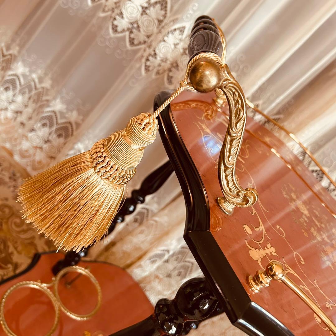 イタリア製象嵌キッチンワゴン　タッセル1本　アンティーク輸入家具　サイドテーブル