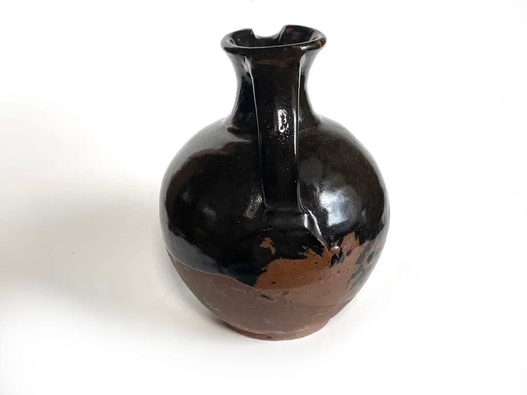 陶芸家　人間国宝　濱田庄司　浜田庄司　？黒釉　水次　水注　ピッチャー　ポット水瓶