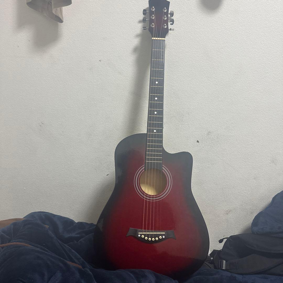 アコースティックギター レッド 6弦