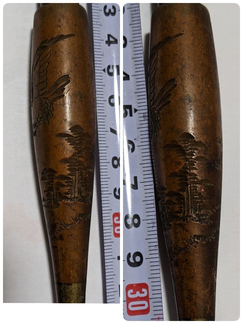 ♦喧嘩煙管 明治時代 一富士二鷹 山水 一山作 喫煙具 コレクション 骨董品