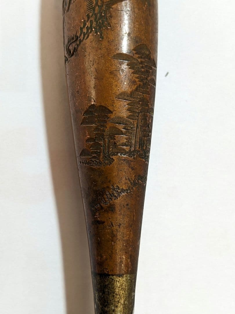 ♦喧嘩煙管 明治時代 一富士二鷹 山水 一山作 喫煙具 コレクション 骨董品