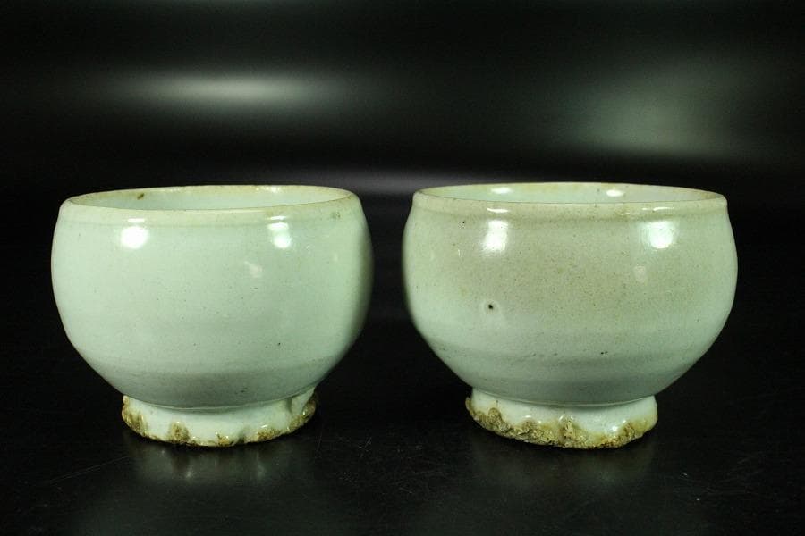 古美術 李朝 白磁 碗 一対 高麗(K-A637)