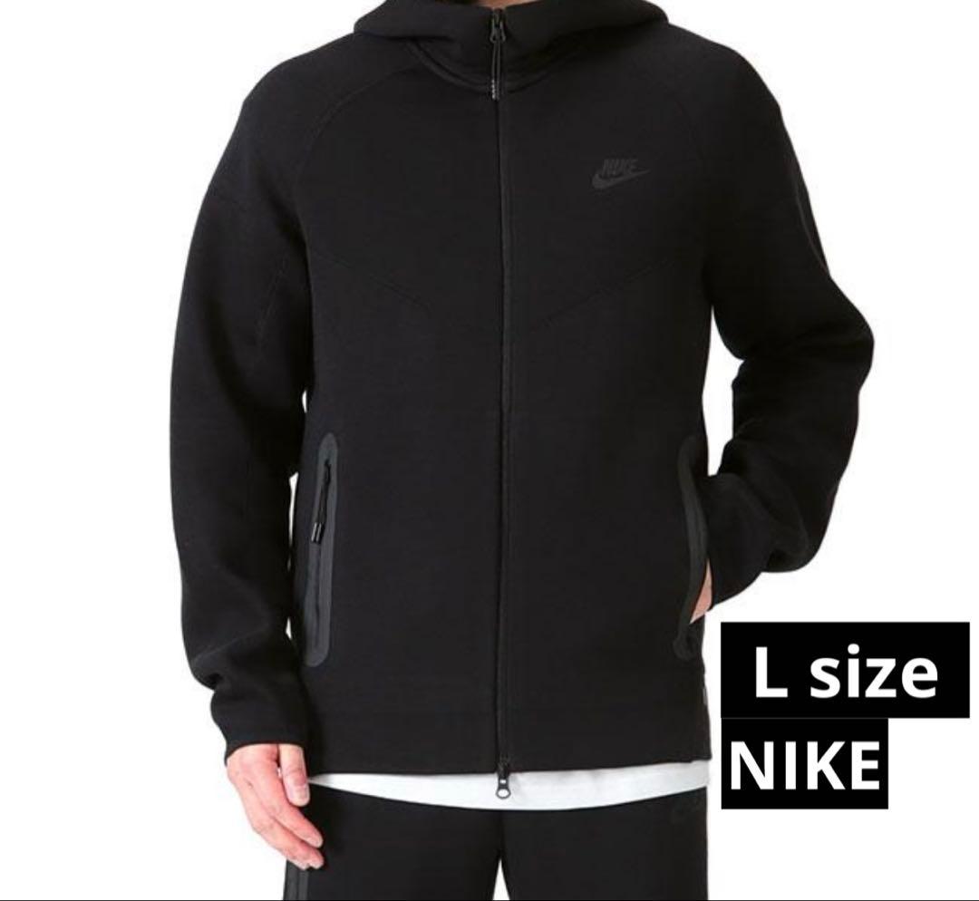 NIKE テックフリース ジップパーカー 黒 スウェット フード Lサイズ