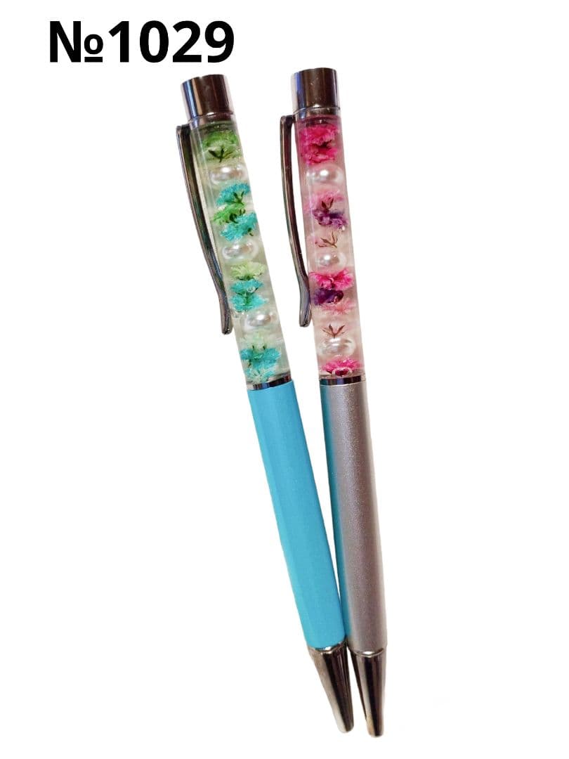 ボールペン　パール　水色　緑　ピンク　ホワイト　シルバー　2本　セット