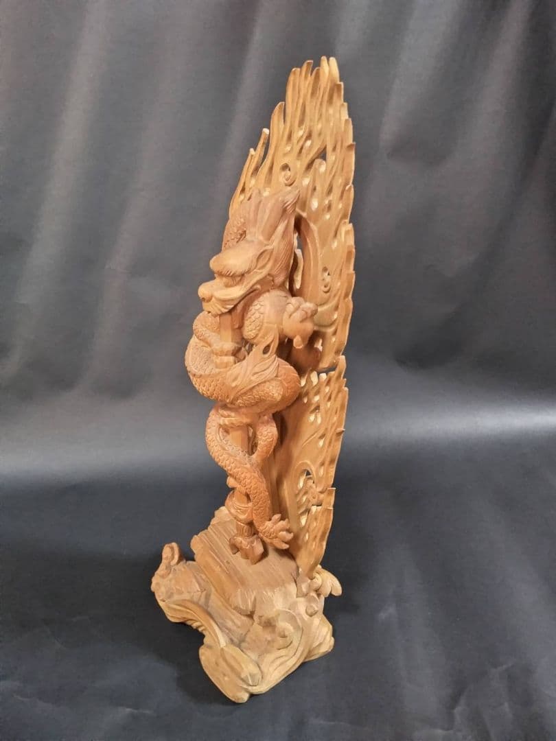 龍神、手彫り　剣龍　倶利伽羅不動尊像