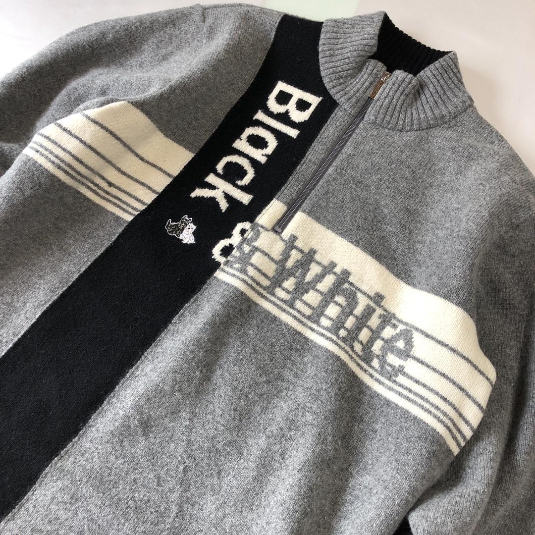 未使用級　ブラックアンドホワイト　ハーフジップ　セーター スニードジャック