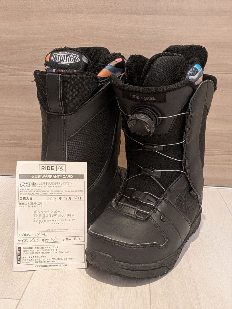 【RIDE】極美品 スノーボードブーツ 23cm BOAシステム付保証書付