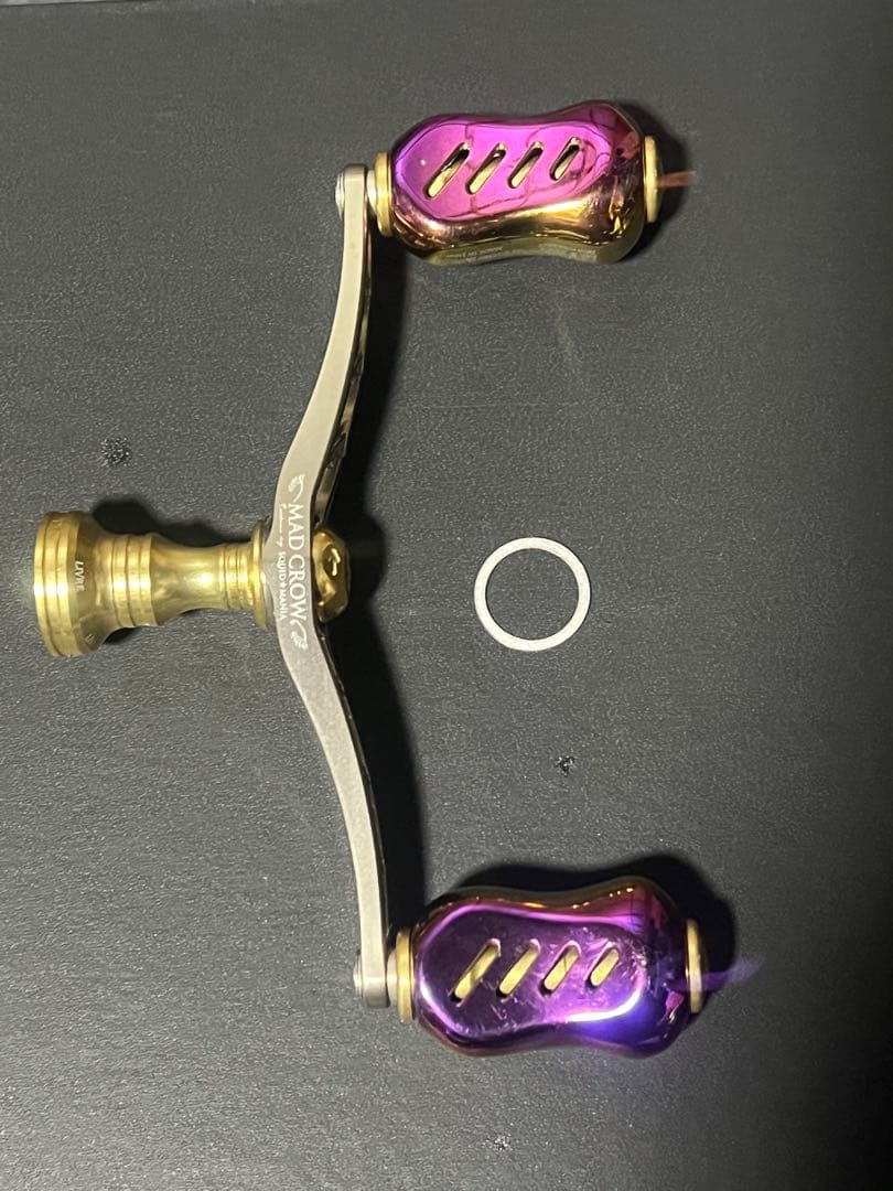 MAD CRAWL リールハンドル ゴールド/パープル Oリング付き