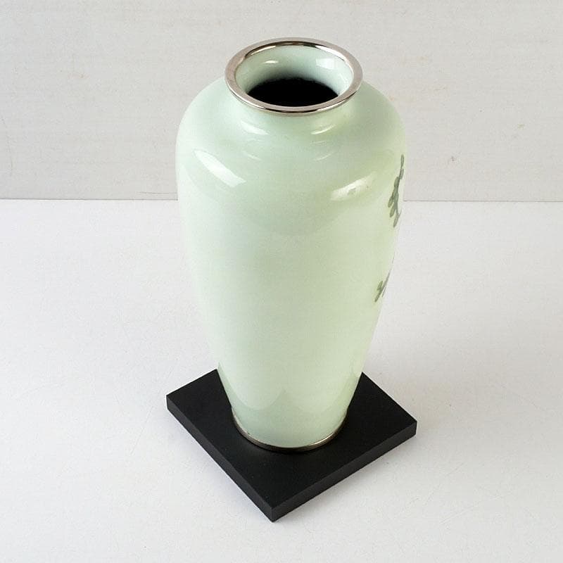 茶道具　七宝焼　薄緑釉　胡蝶蘭図　花器　共箱　Z　9750D