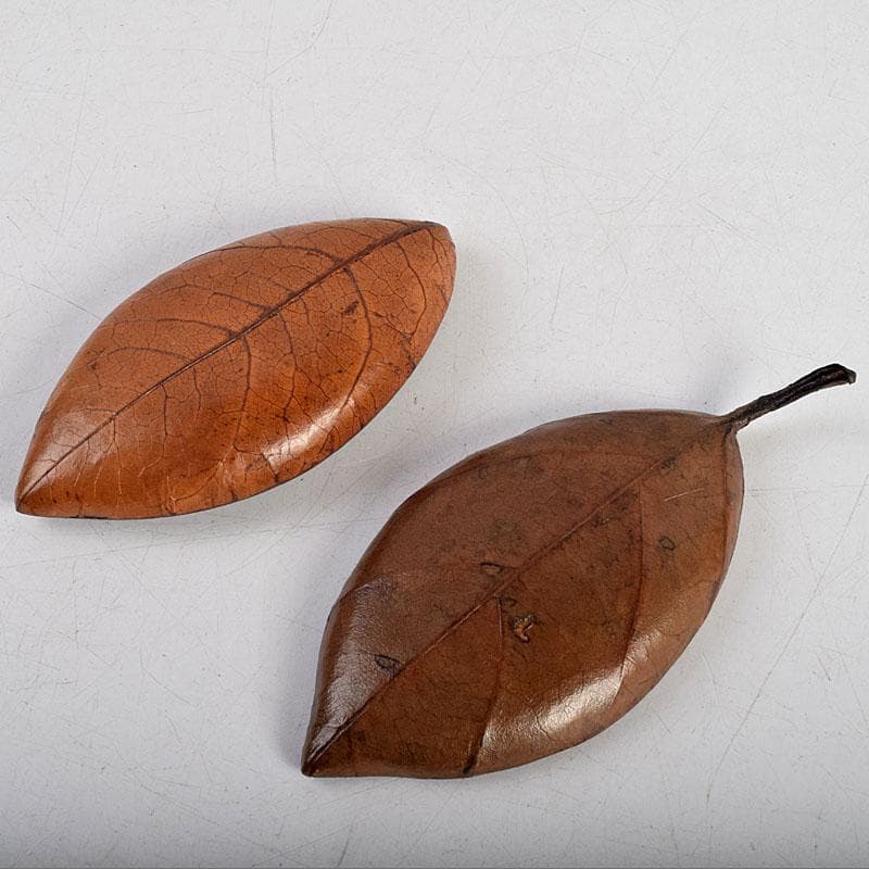 茶道具　塗師　新井宗賀作　乾漆　柿の葉香合　共箱　V　8833