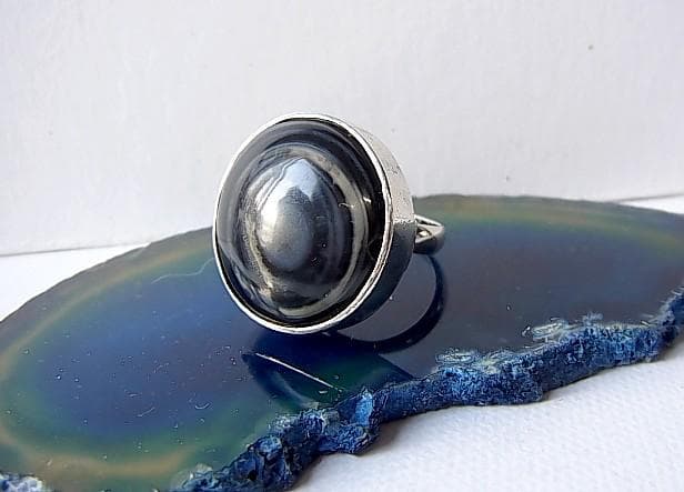 ★E1601★12号銀指輪　シルバーリング　(A36)　瑪瑙　眼文　ルクミック