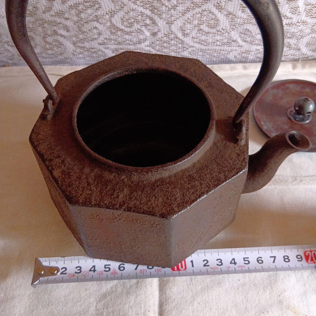 龍文堂 八角形 鉄瓶 風景模様