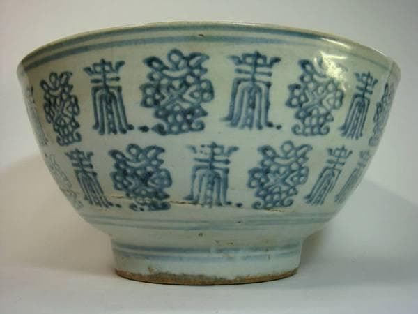 大鉢■古い唐物染付大鉢 菓子器 置物 オブジェ 古玩 唐物 時代物 骨董品■