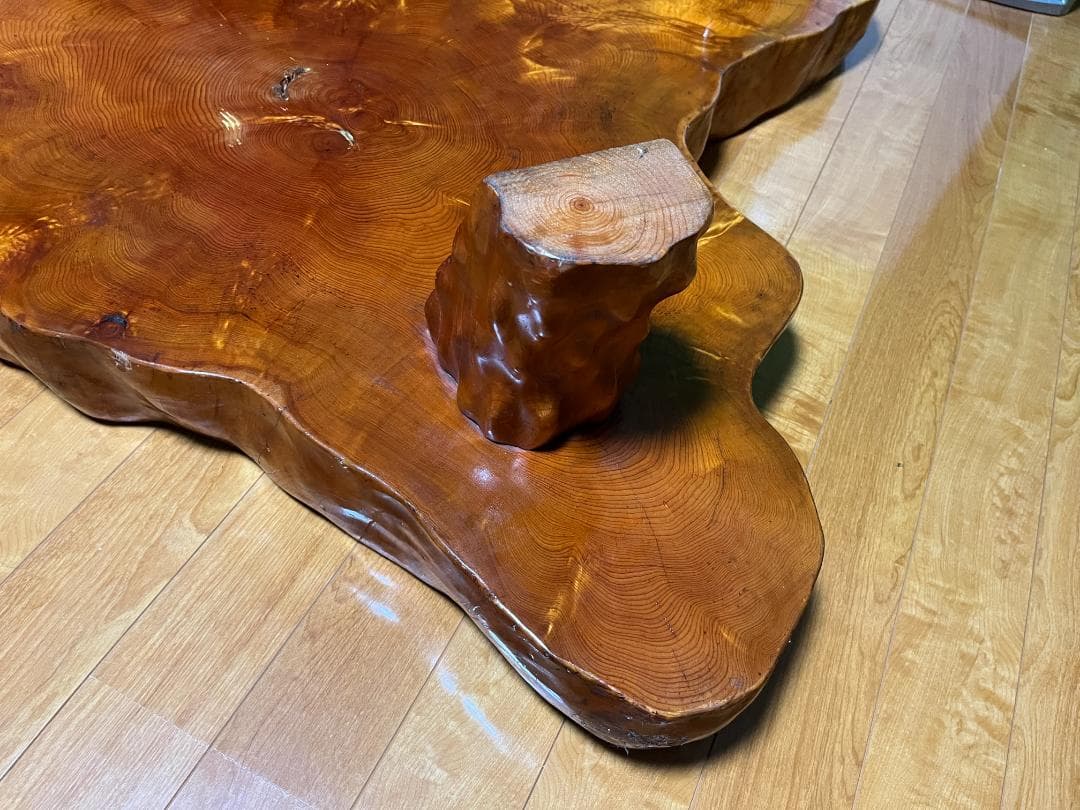 【天然木 一枚板】欅 ケヤキ テーブル 光沢仕上げ 140×70cm 60kg