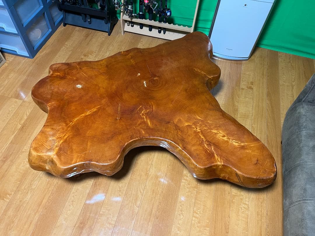 【天然木 一枚板】欅 ケヤキ テーブル 光沢仕上げ 140×70cm 60kg