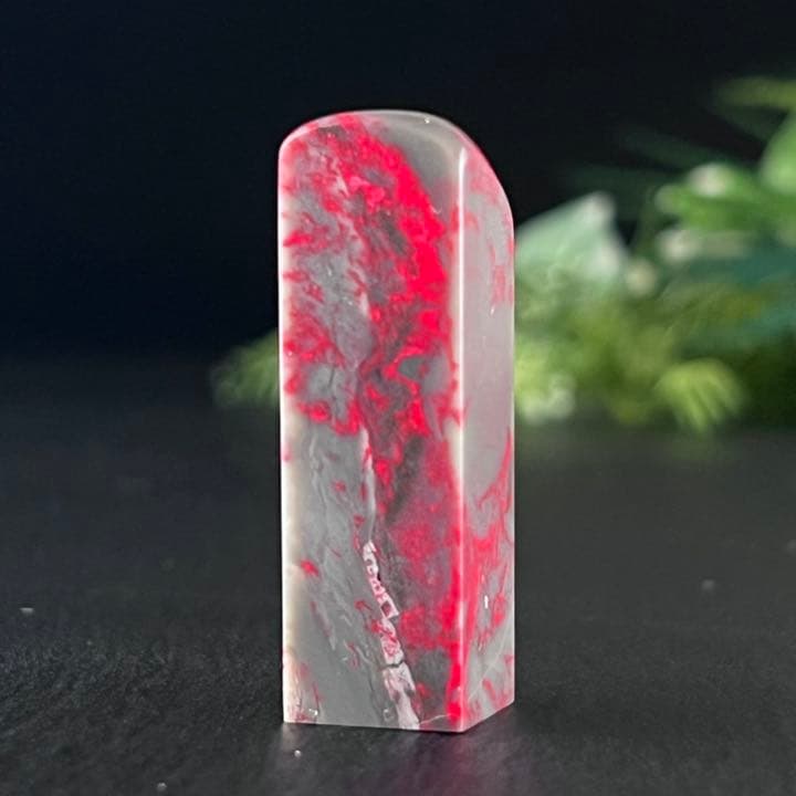 【超希少】牛角凍鶏血石　古印材