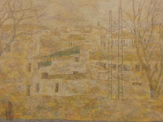 山下博敬、【街・夕べ】、希少な額装用画集より、新品額装付