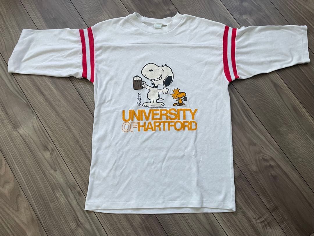 1970年代70s ビンテージARTEX SNOOPY フットボールTホワイト