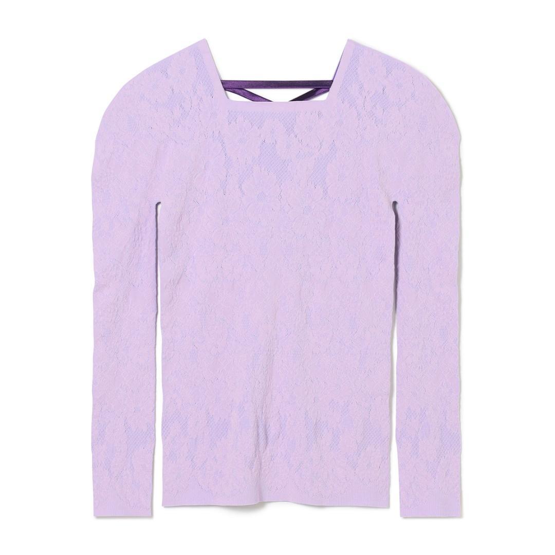 チャコット　ノーソーイングニット　スクエアネック　長袖　後ろリボン