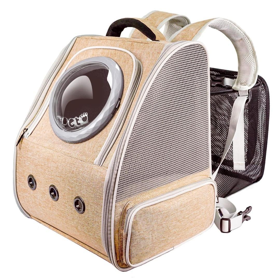 ベージュ 透明窓付きキャリーバッグ