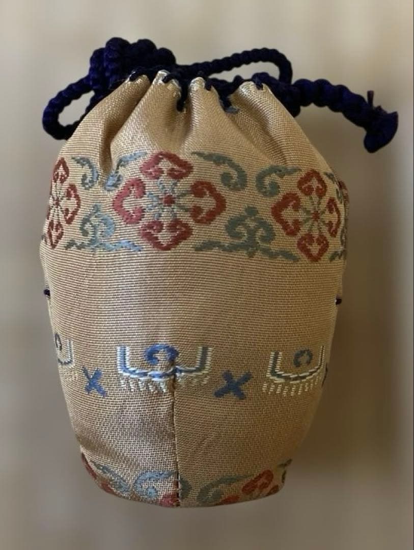 【茶道具】茶入れ（肩つき）と仕覆（古代名物裂 加比丹段花紋）