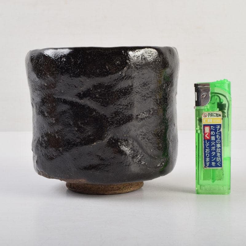 茶道具　加藤春ニ造　黒楽茶碗　遠州流　小堀宗明書付箱　C　8876