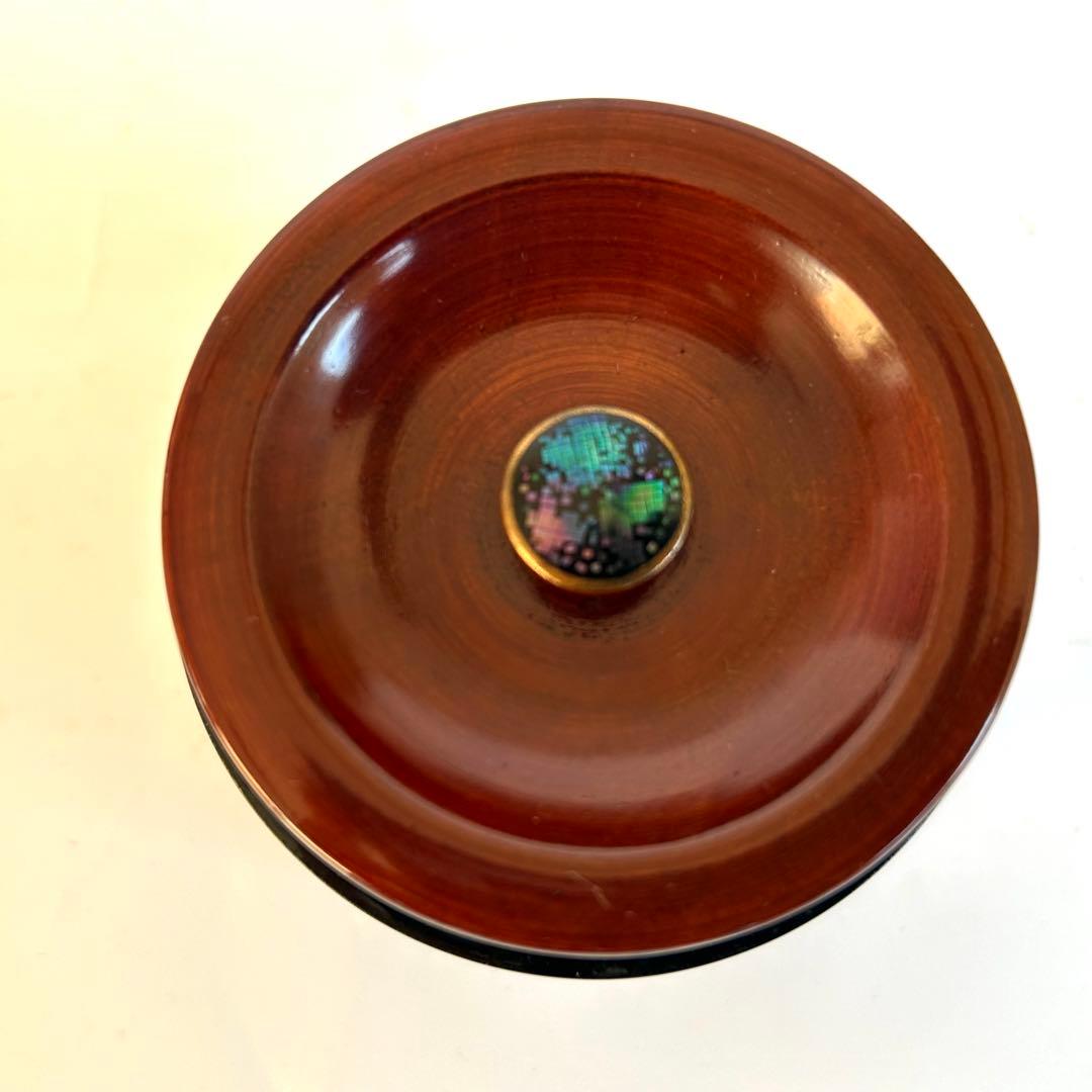 【美品.希少】漆器　茶筒　茶器　茶道具　木製　漆塗 蒔絵　螺鈿 御所車 小