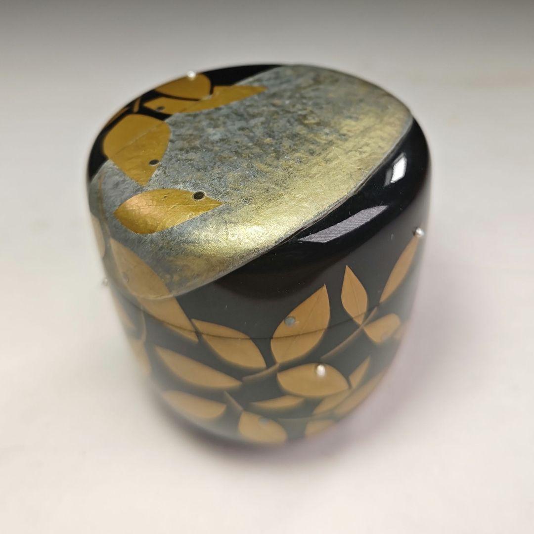 イ936 棗『本間舜華』『露　中棗　共箱』茶道具　漆塗　蒔絵