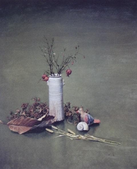 青木美知枝、【ひめざくろ】、希少な額装用画集より、新品額装付