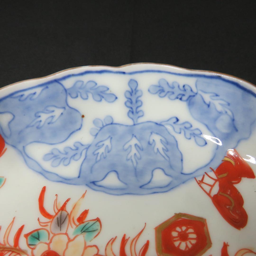 なます皿 色絵付 江戸 花唐草 花文様 桐 角富 宝 蛇の目高台