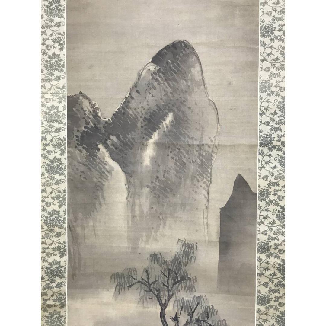 真作/谷文晁/山水図/雨中山水/掛軸☆宝船☆AK-699