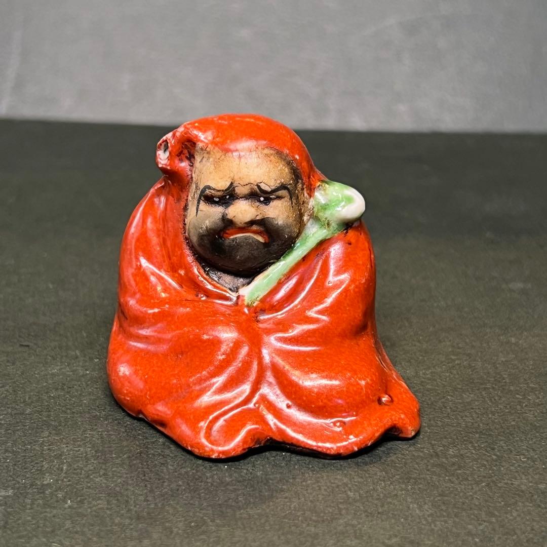 江戸後期〜明治期 古陶 達磨 水滴◎赤釉 だるま 書道具◎文房四宝◎古道具庵々
