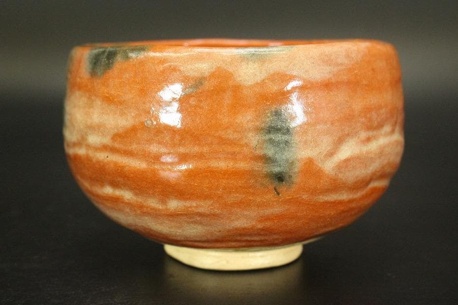 茶道具 不二見焼 赤茶碗 四世 不二山人 共箱(メ1486)