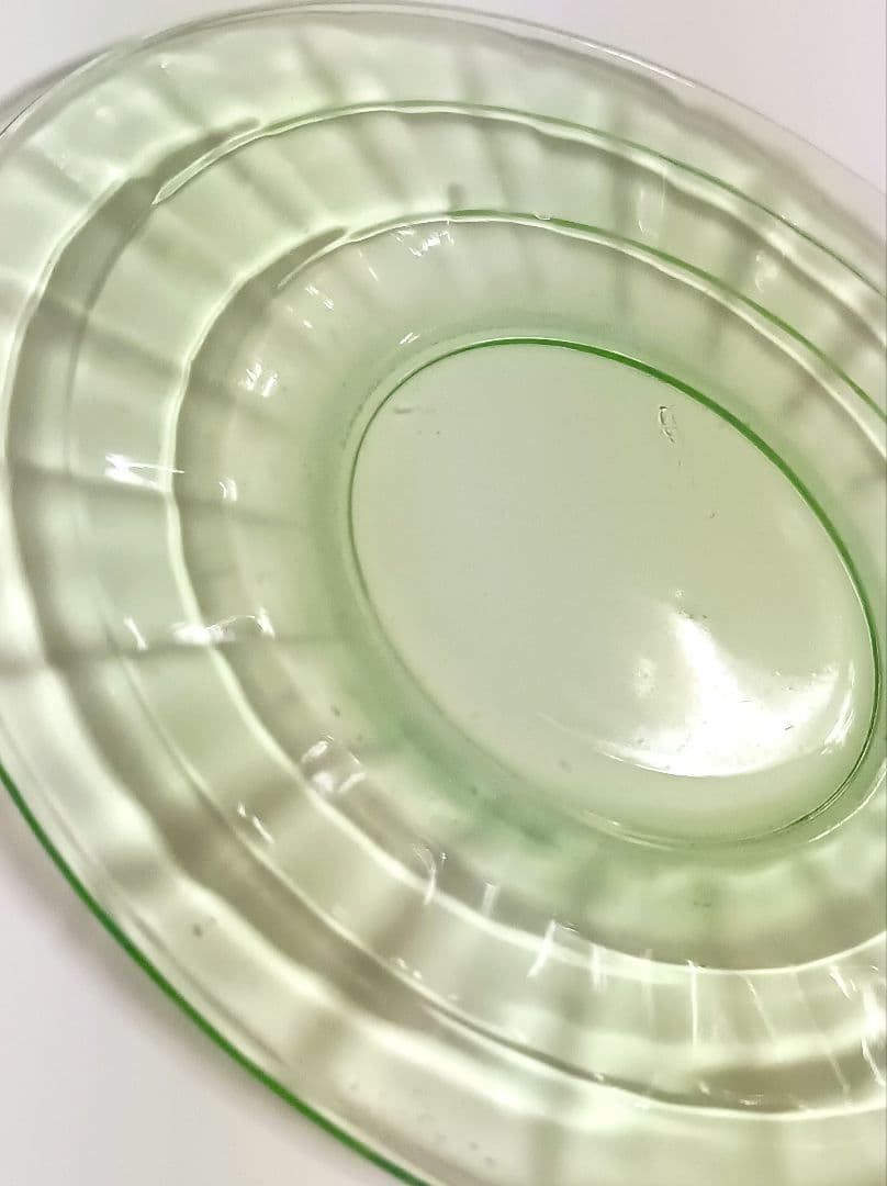 【希少】【美品】ウランガラス　アンカーホッキング　ディプレッションガラス