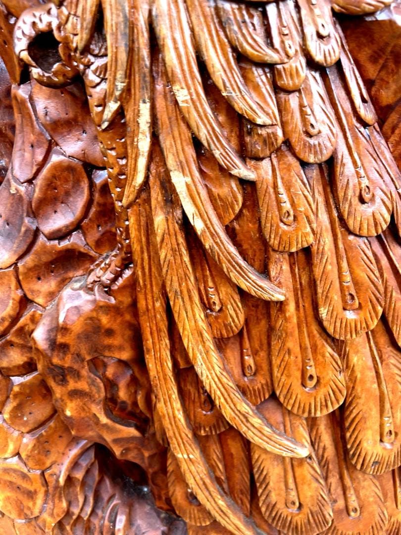 一刀彫⭐️アンティーク⭐️骨董⭐️衝立⭐️天然木⭐️孔雀⭐️重量物‼️‼️