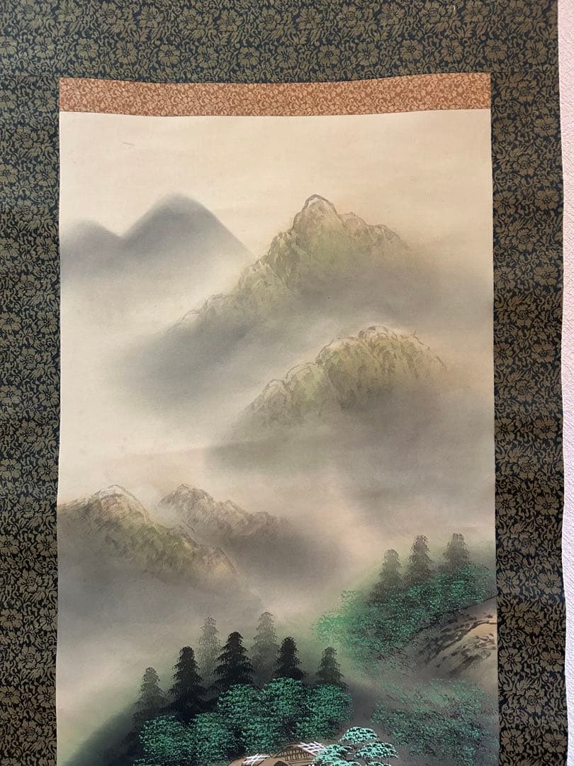 水墨画 山水画 竹ノ風景画 掛け軸 壁掛け飾り