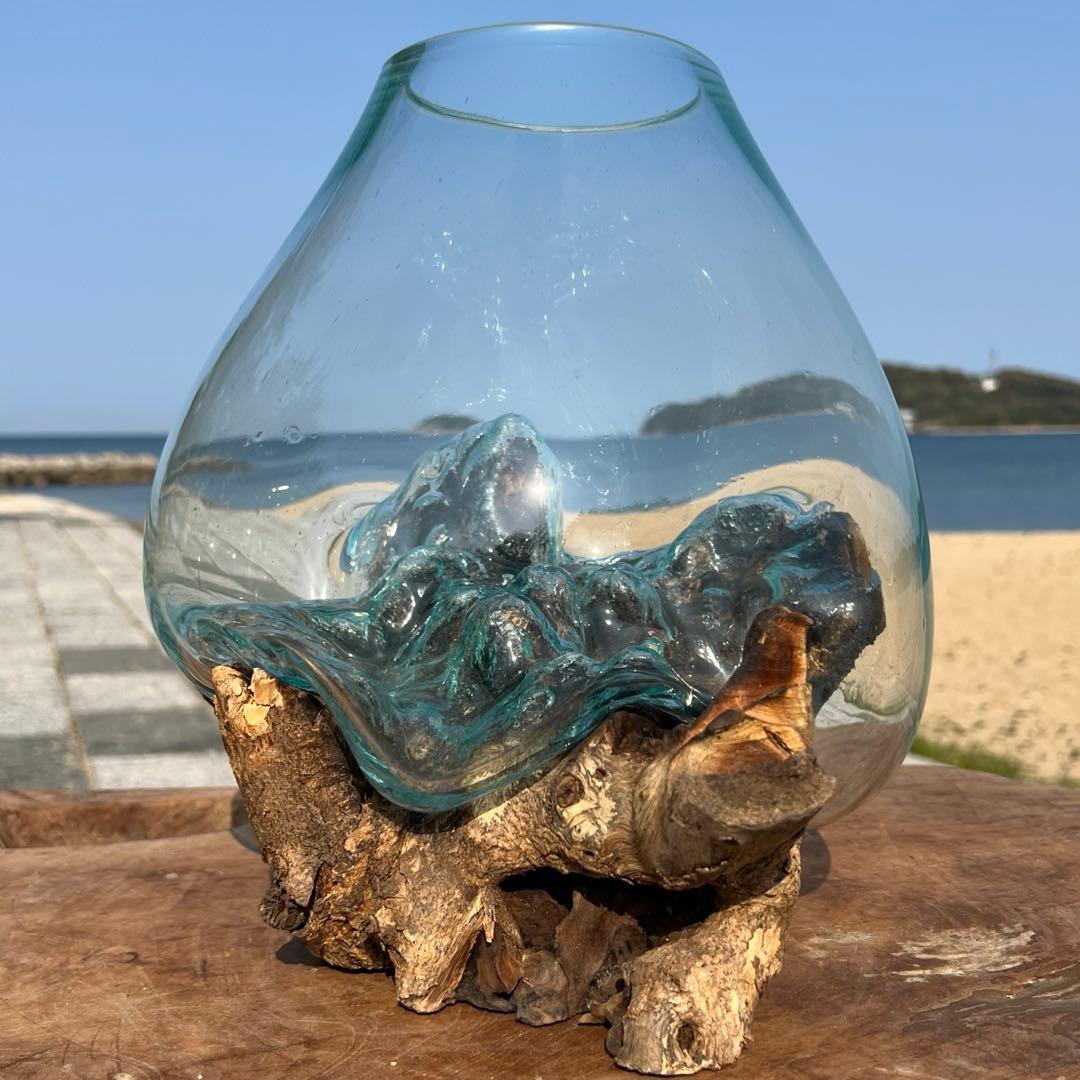 流木ガラス オブジェ超特大I 花瓶 金魚鉢 水槽 テラリウム 観賞魚 メダカ容器