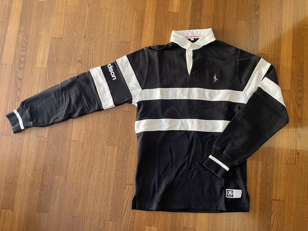 Richardson ラガーシャツ S ブラック/ホワイト