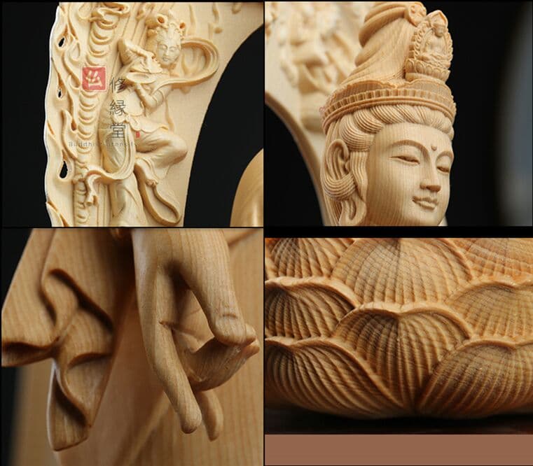 【修縁堂】最高級 木彫仏像 阿弥陀三尊立像 観世音 阿弥陀如来 勢至菩薩 彫刻