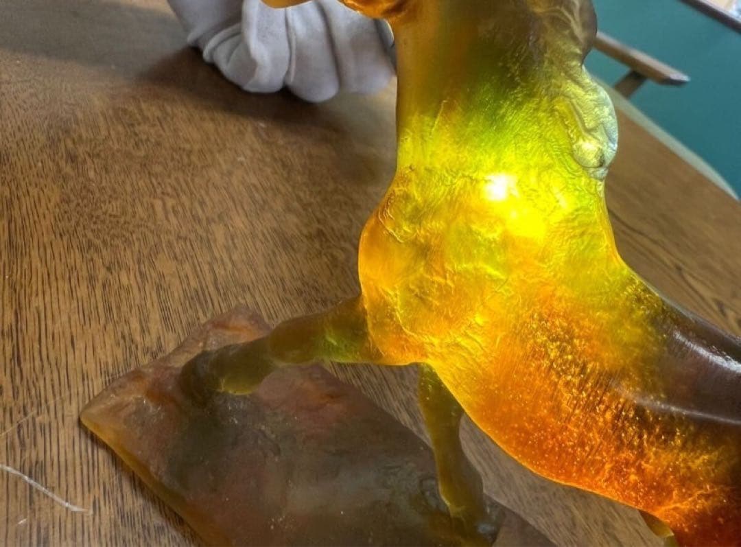 美品 Daum France ドーム フランス クリスタルガラス 馬フィギュリン