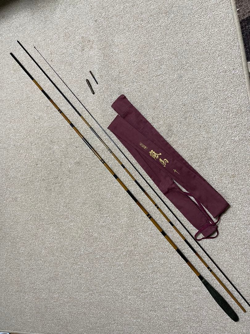 ジ*ー様 シマノ朱紋峯　嵐馬 ヘラブナ竿 カーボンファイバー 竿袋ワインレッド
