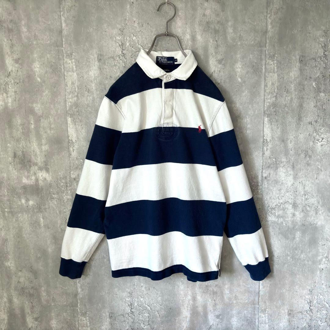 【最高デザイン！】90's ラルフローレン ラガーシャツ 太ボーダー 好配色