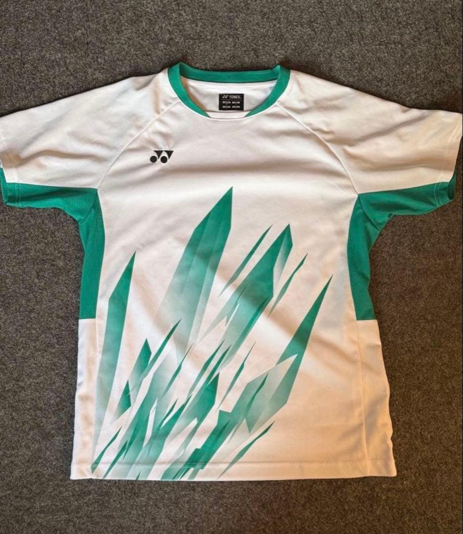 ヨネックス YONEX ゲームシャツ 半袖 ホワイト×グリーン Lサイズ